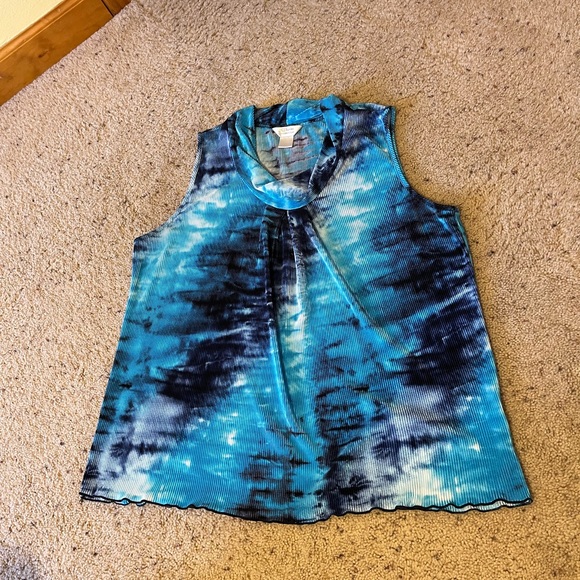 CJ Banks sleeveless tye/dye blue blouse - Picture 1 of 3